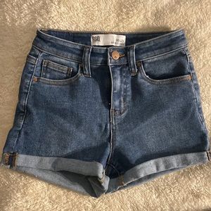 High Rise Cuffed Soft Jean Shorts